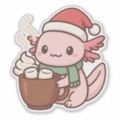 Cute Kerstmis Axolotl Sticker – Warme Chocolade Ka (Voorkant)