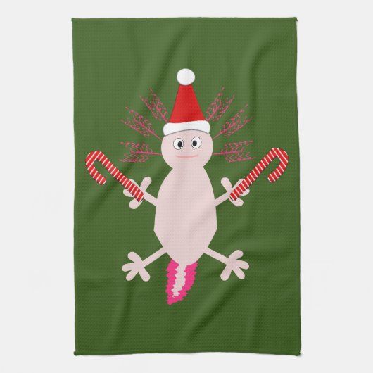 Cute Kerstmis Axolotl Theedoek (Verticaal)