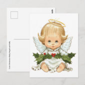 Cute Kerstmis Baby Angel en Holly Briefkaart (Voorkant / Achterkant)