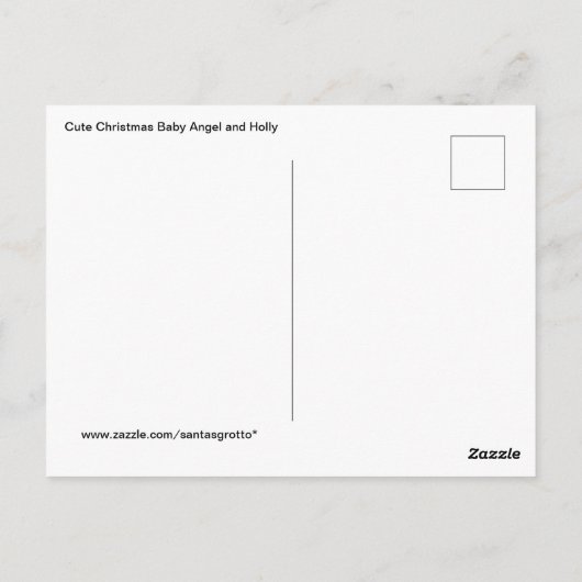 Cute Kerstmis Baby Angel en Holly Briefkaart (Achterkant)
