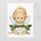 Cute Kerstmis Baby Angel en Holly Briefkaart (Voorkant)