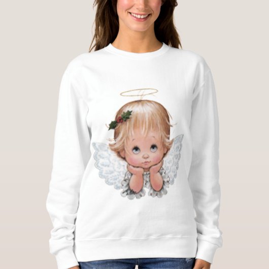 Cute Kerstmis Baby Angel Head in Hands Trui (Voorkant)