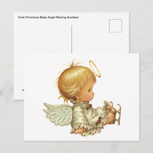 Cute Kerstmis Baby Angel Skating Accident Briefkaart (Voorkant / Achterkant)