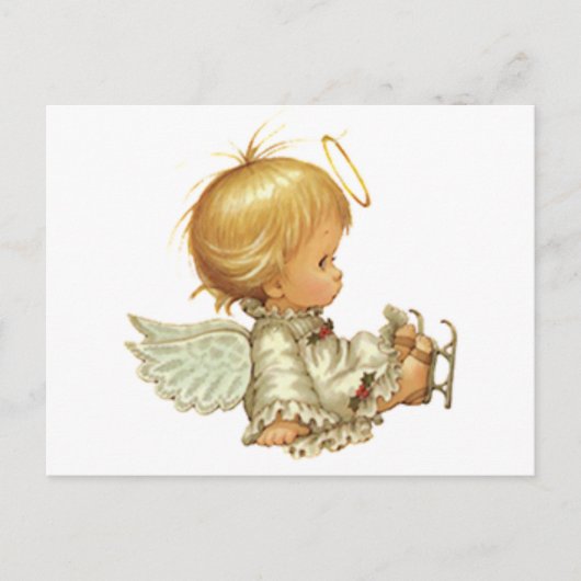 Cute Kerstmis Baby Angel Skating Accident Briefkaart (Voorkant)