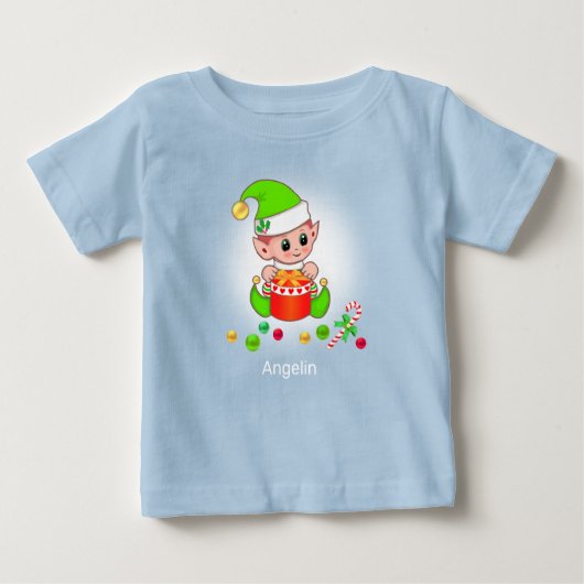 Cute Kerstmis Baby Elf en Confetti (Voorkant)