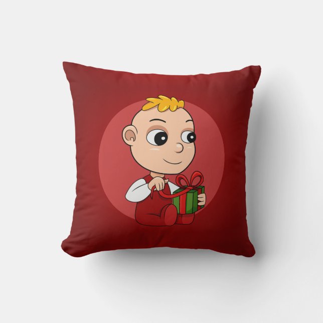 Cute Kerstmis-baby met blond haar cartoon Kussen (Voorkant)