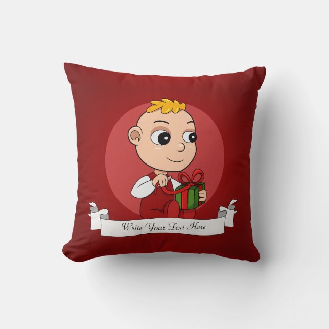 Cute Kerstmis-baby met blond haar cartoon Kussen (Voorkant)