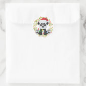 Cute Kerstmis Baby Panda Ronde Sticker (Tas)