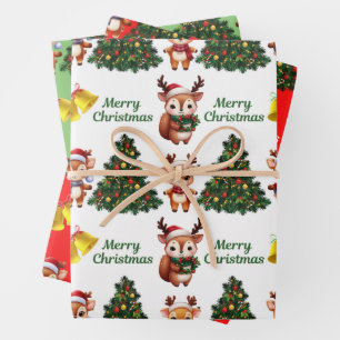 Cute Kerstmis Baby Reindeer Inpakpapier Vel
