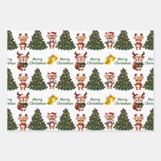 Cute Kerstmis Baby Reindeer Inpakpapier Vel (Voorkant)