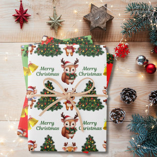 Cute Kerstmis Baby Reindeer Inpakpapier Vel