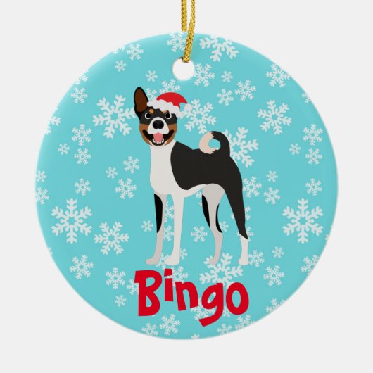 Cute Kerstmis - Basenji Black Tan Keramisch Ornament (Voorkant)