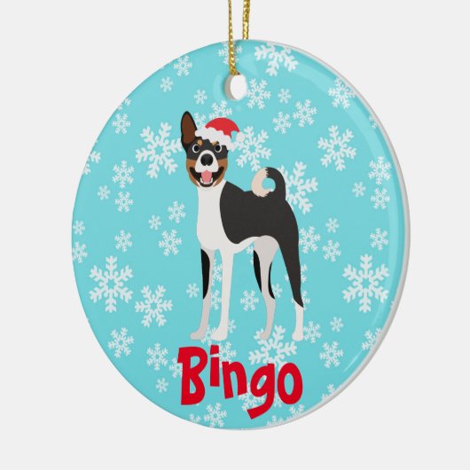 Cute Kerstmis - Basenji Black Tan Keramisch Ornament (Links)