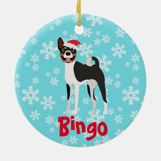 Cute Kerstmis - Basenji Black Tan Keramisch Ornament (Achterkant)