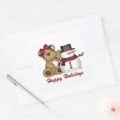 Cute Kerstmis beer snowman: bericht sticker toevoe (Envelop)