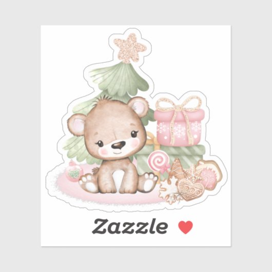 Cute Kerstmis Beer Vinyl Sticker (Vel)