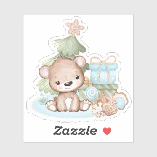 Cute Kerstmis Beer Vinyl Sticker (Vel)