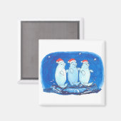 Cute Kerstmis Beluga Whales Dansend on Waves Magneet (Voorkant / Achterkant)