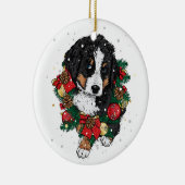 Cute Kerstmis Bernese Mountain Dog Puppy Keramisch Ornament (Rechts)