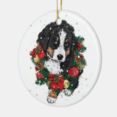 Cute Kerstmis Bernese Mountain Dog Puppy Keramisch Ornament (Links)