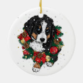 Cute Kerstmis Bernese Mountain Dog Puppy Keramisch Ornament (Achterkant)