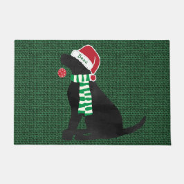 Cute Kerstmis Black Lab Holiday Custom Deurmat