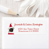 Cute Kerstmis Black Pug Santa Hat Etiket (Insitu)