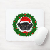 Cute Kerstmis Black Pug Santa in Wreate Muismat (Met muis)