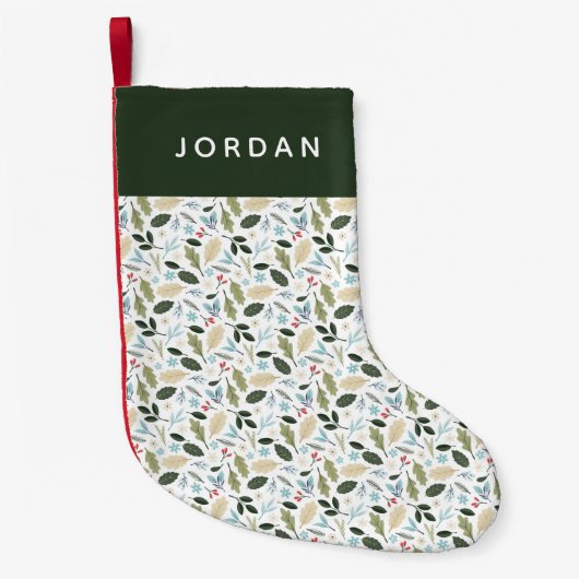 Cute Kerstmis Botanical Patroon Kleine Kerstsok (Voorkant)