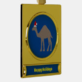 Cute Kerstmis Camel Custom Verguld Banner Ornament (Rechts)