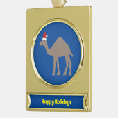 Cute Kerstmis Camel Custom Verguld Banner Ornament (Links)
