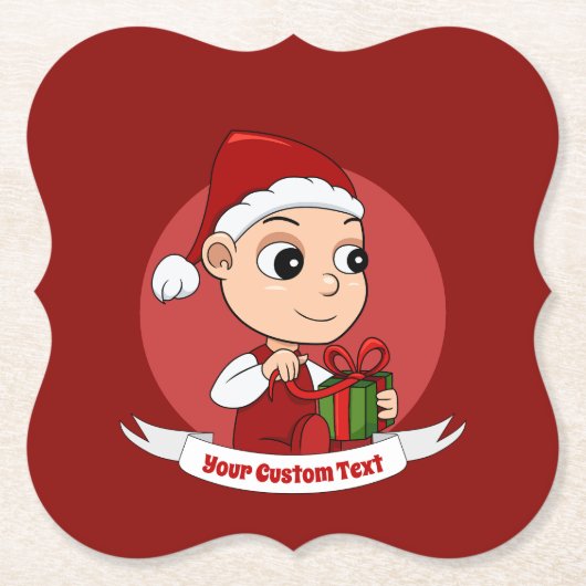 Cute Kerstmis cartoon Paper Onderzetter (Voorkant)