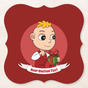 Cute Kerstmis cartoon Paper Onderzetter