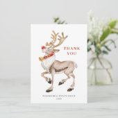 Cute Kerstmis Cartoon Reindeer Greeting Holiday Bedankkaart (Staand voorkant)
