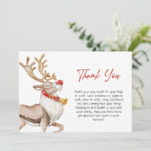 Cute Kerstmis Cartoon Reindeer Greeting Holiday Bedankkaart (Staand voorkant)