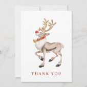 Cute Kerstmis Cartoon Reindeer Greeting Holiday Bedankkaart (Voorkant)