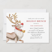 Cute Kerstmis Cartoon Reindeer HOLIDAY BRUNCH Kaart (Voorkant)