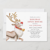 Cute Kerstmis Cartoon Reindeer HOLIDAY OPEN HUUSE Kaart (Voorkant)