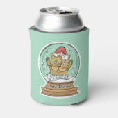 Cute Kerstmis Cat aangepaste monogram koelbox Blikjeskoeler (Blikje Achterkant)