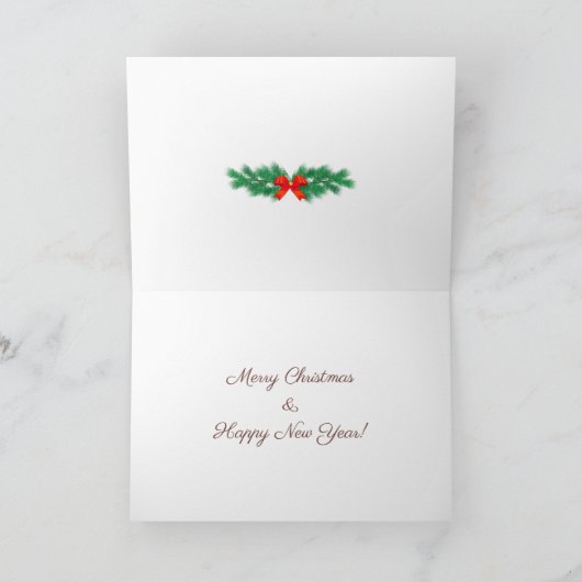 Cute Kerstmis Cat & angel elf op rode Kaart (Binnen)