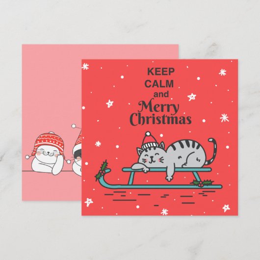 Cute Kerstmis Cat Holiday Kaart (Voorkant / Achterkant)