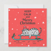 Cute Kerstmis Cat Holiday Kaart (Voorkant)
