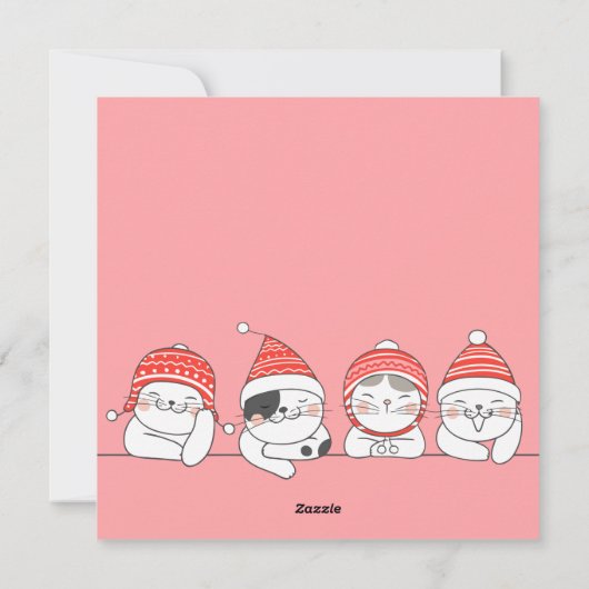 Cute Kerstmis Cat Holiday Kaart (Achterkant)