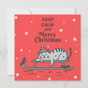 Cute Kerstmis Cat Holiday Kaart