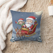 Cute Kerstmis Chibi Kerstman en Elf Kussen (Deken)