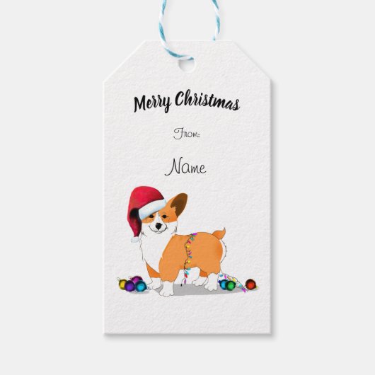 Cute Kerstmis Corgi Dog Cadeaulabel (Voorkant)