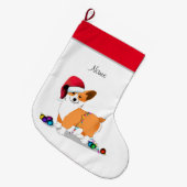 Cute Kerstmis Corgi Dog Grote Kerstsok (Voorkant (Hangend))