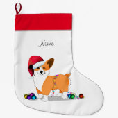 Cute Kerstmis Corgi Dog Grote Kerstsok (Voorkant)