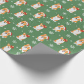 Cute Kerstmis Corgi-oppakpapier Cadeaupapier (Hoek)