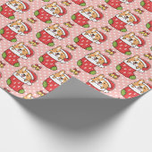 Cute Kerstmis Corgi-oppakpapier Cadeaupapier (Hoek)
